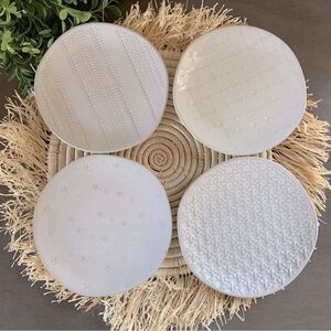 HEARTH & HAND With Magnolia 4pc Textured Appetizer Stoneware Plates Sour Cream